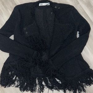 zara scruffy sparkly blazer sweater